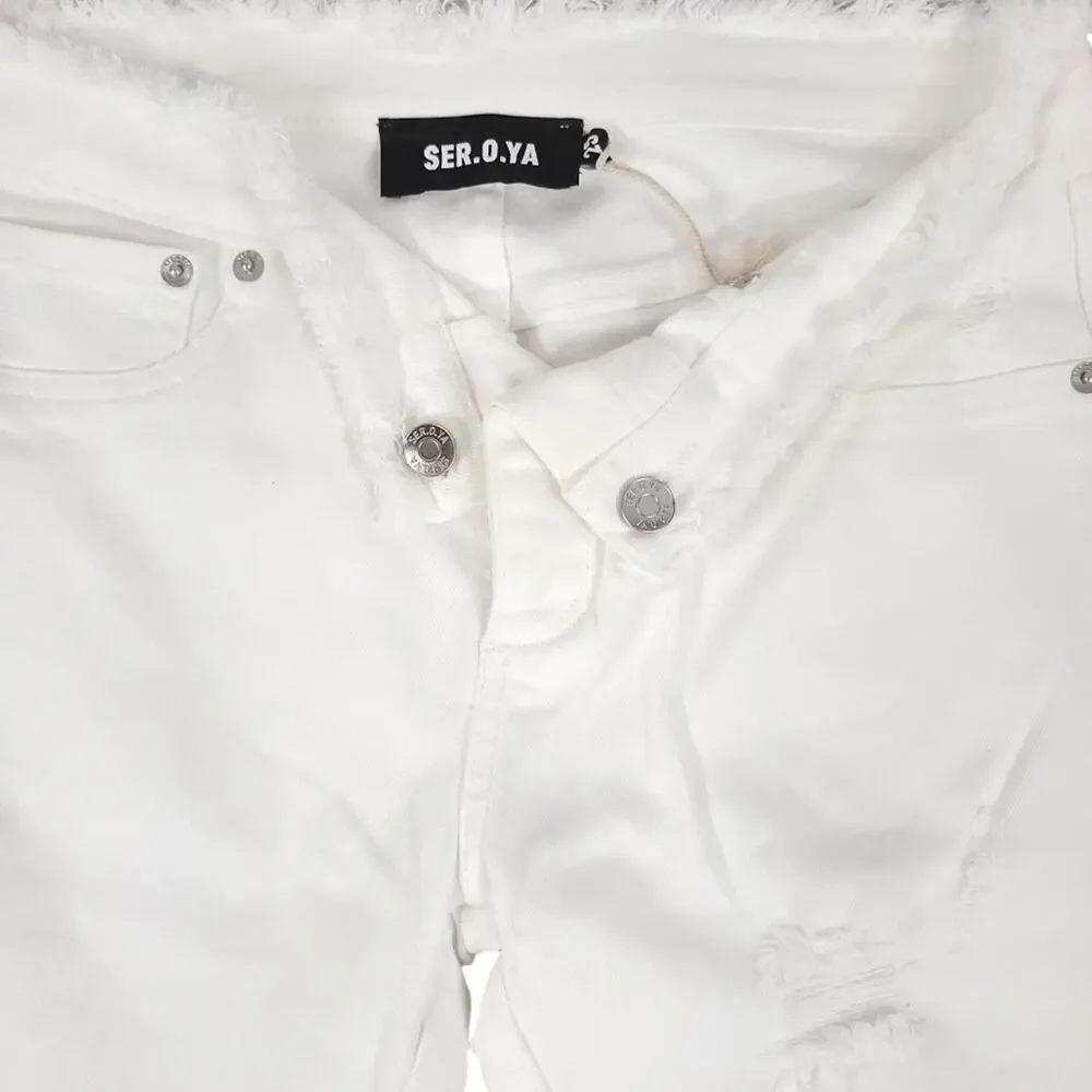 Ser.o.ya Olivia Mid Rise Flare Jeans White - Picture 6 of 15